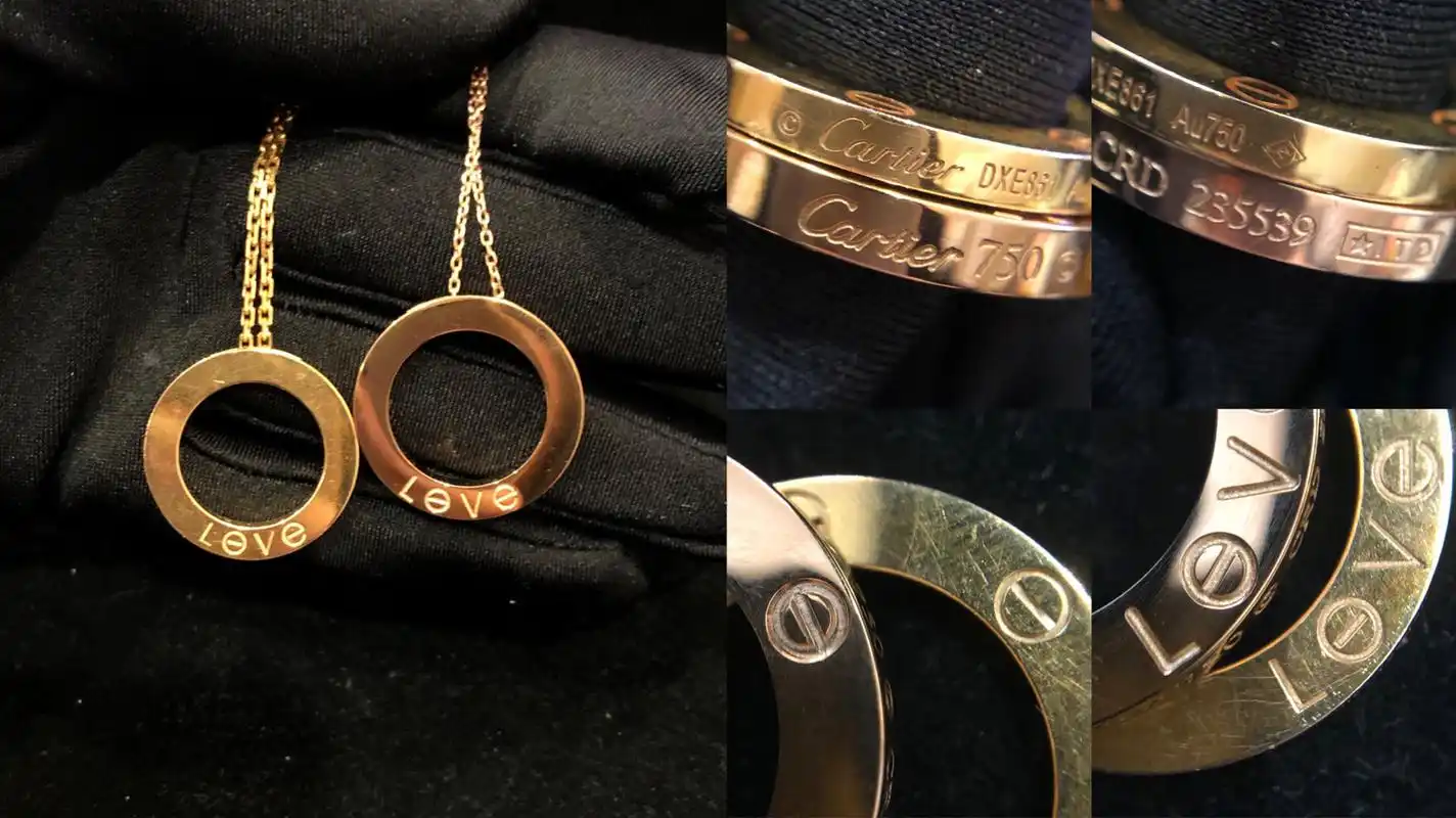 卡地亚love系列圆饼项链真假对比(附鉴定点) 图26615 正品刻字