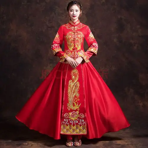 秀禾服新娘2020新款冬结婚敬酒服出阁和服大码嫁衣中式婚纱礼服女 101