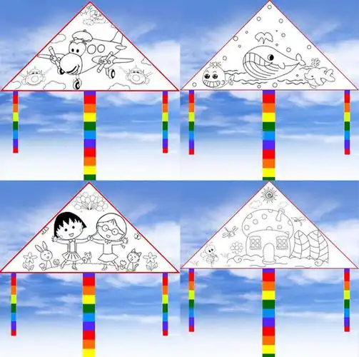 diy风筝空白填色儿童绘画手工材料包教学手绘涂鸦美术活动批发