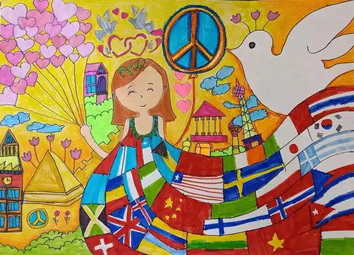 经开区燕兴学校一呼吁世界远离战争 绘"服务创和平"活动