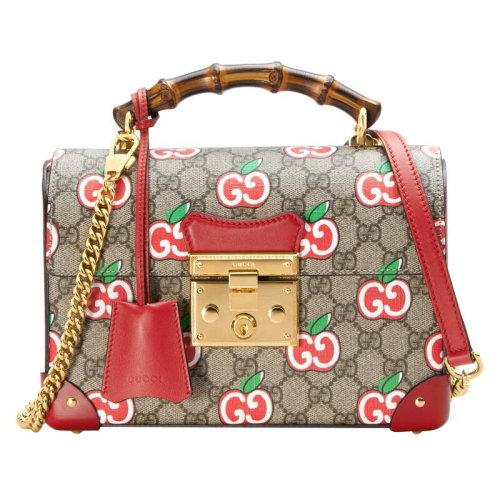 gucci/古驰 红苹果logo 竹节手提 可手拎可肩背 pvc 单肩包 603221 2
