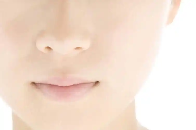 东方人,鼻子,嘴,一个人,横图,室内,特写,白天,白色背景,正面,亚洲,仅