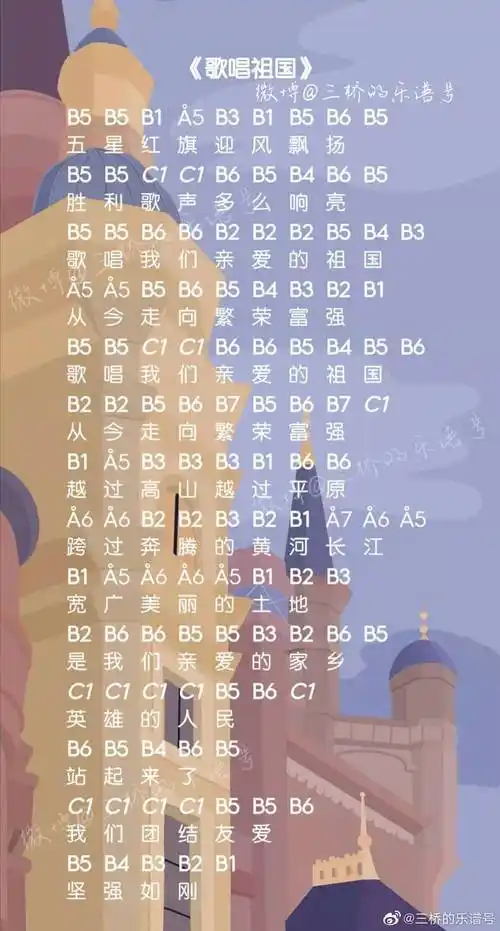 光遇歌唱祖国乐谱