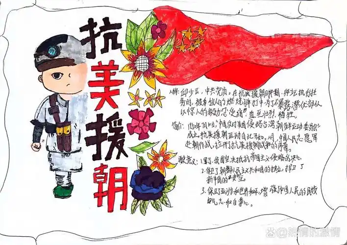 的人"手抄报成果展示 本来是布置绘画抗美援朝战争中的中国革命烈士