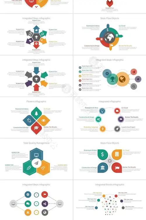 多彩创意逻辑关系可视化ppt图表合集