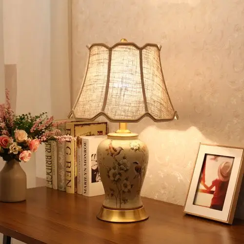台灯陶瓷卧室床头头灯客厅美式复古古田园新装饰台灯