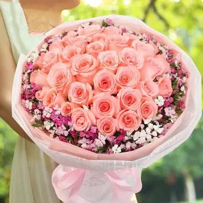 广州市鲜花花店同城速递白云区番禺区增城市粉玫瑰花束配送上门