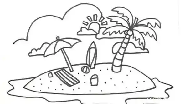 场景简笔画图片夏天海边的简笔画可爱月亮简笔画你学会了吗海滩怎么画