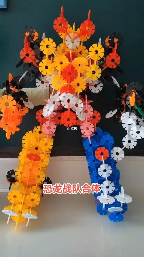 乳齿象 翼手龙 三角龙 剑齿虎 霸王龙终于合体了#雪花片  #恐龙战队