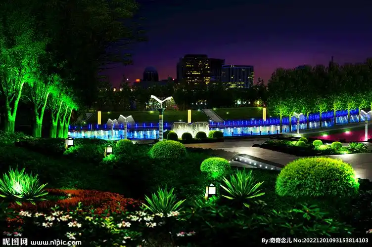 园林亮化夜景灯光设计设计图__效果图_环境设计_设计图库_昵图网nipic