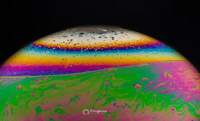 图虫静物摄影:幻彩肥皂泡,光的薄膜干涉