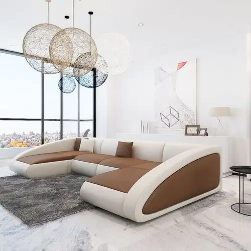 现代简约u型转角真皮沙发 精选头层牛皮,柔软的表皮触感,耐磨性坚韧