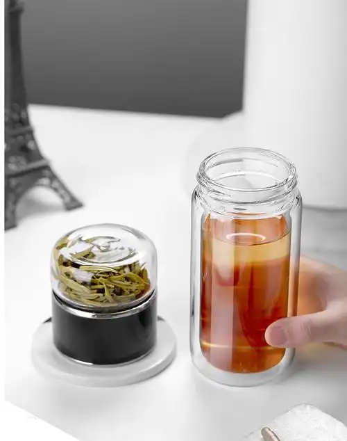 茶水分离泡茶杯带过滤茶杯女花茶杯子便携水杯花茶可爱网红玻璃杯