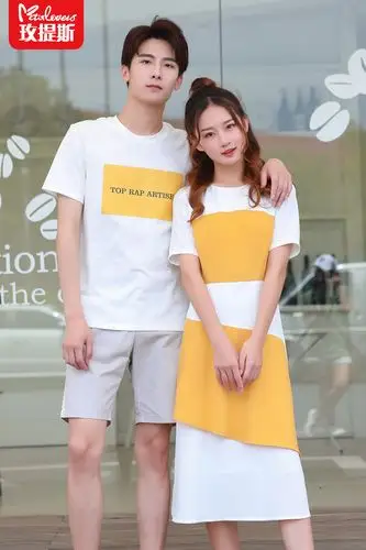 玫提斯超火的情侣装2019夏装新款连衣裙中长款套装你一窝裙