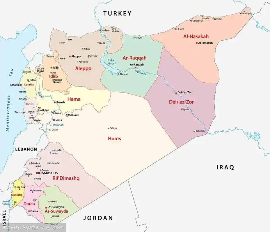 叙利亚行政区划地图