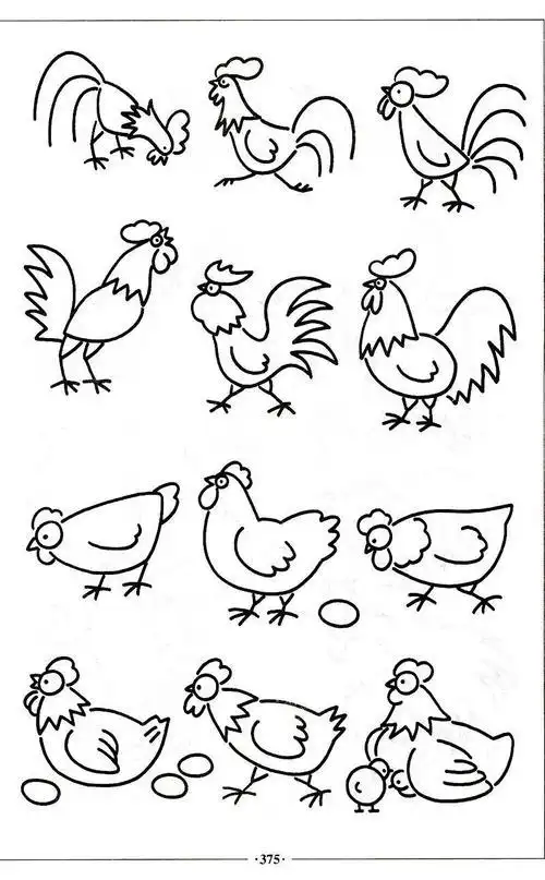 卡通家禽简笔画飞禽类简笔画简笔画人文绘画畜兽禽鸟鱼虫简笔画飞禽类