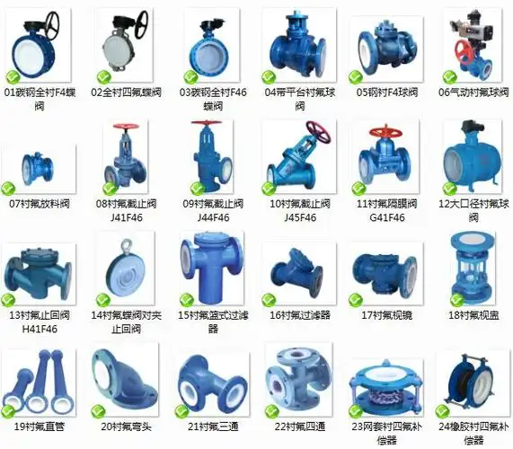 衬氟阀门,蝶阀,球阀,闸阀等