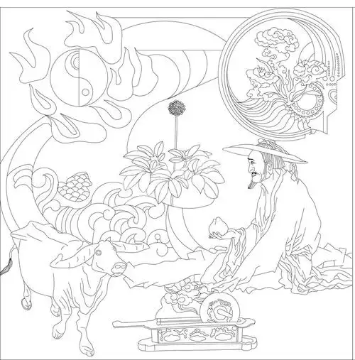 人文历史浮雕雕塑原创手绘设计稿