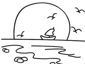 夕阳简笔画夕阳简笔画彩色彩铅