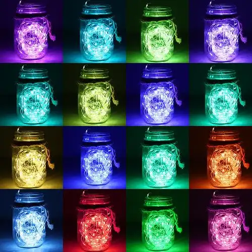 跨境新款16色变色铜丝灯铜线灯串遥控防水户外花园装饰圣诞彩灯