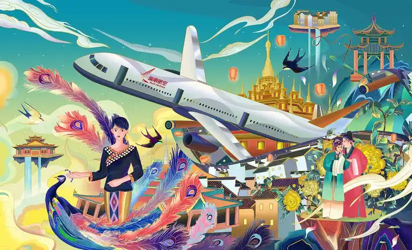 瑞丽航空ruili airlines|插画|概念设定|聪顽童juy_原创作品-站酷