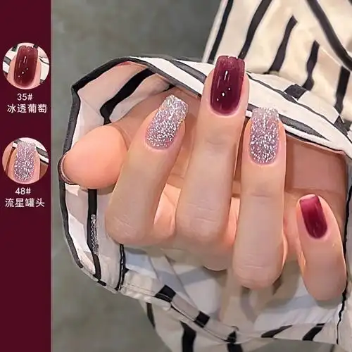 指甲油女2024年新款免烤快干不可剥持久裸色爆闪网红碎钻油性秋季