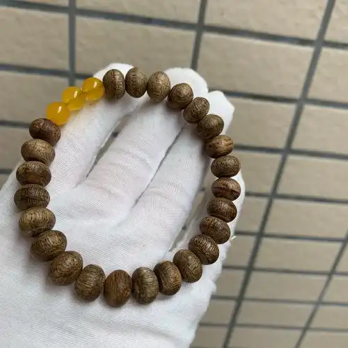 棋楠沉香苹果珠手串绿奇楠顺九分设计搭配手串