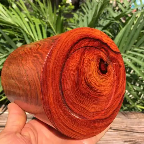 红木笔筒 13x10cm缅甸酸枝木奥氏黄檀鬼脸纹深红老料树心整体实木