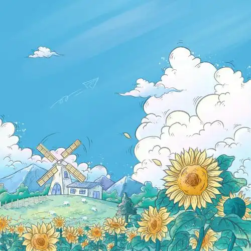 向日葵花海  #风车  #procreate手绘