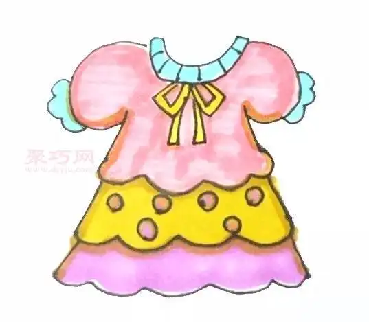 儿童画花裙子步骤图解来学花裙子简笔画