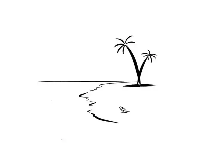 极简风景画椰林海滩