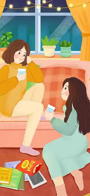 卡通手绘闺蜜出行旅行插画手绘插画闺蜜玩耍小元素涂鸦电商首页模板