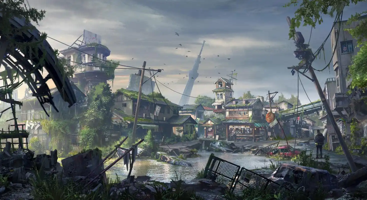 一组末世风格的废墟场景插画作品!透露出的是深深的绝望!