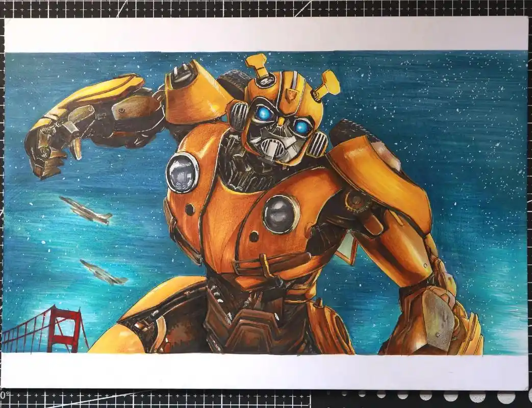 大黄蜂.艾特你朋友给你画一幅90#变形金刚#大黄蜂#手绘 - 抖音