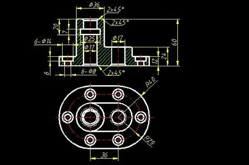 cad机械零件制图练习题_基座