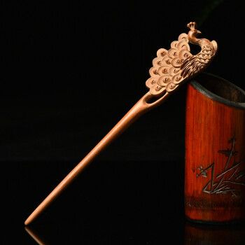 桃木发簪手工制作来样定制款式多雕工精美复古檀木黄杨木孔雀