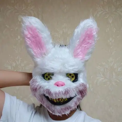 万圣节恐怖复活节动物兔舞会男女酒吧演出玩具兔化装舞会派对面具
