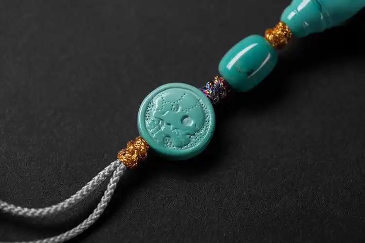 文玩椰蒂手串108搭配绿松石配饰拍摄