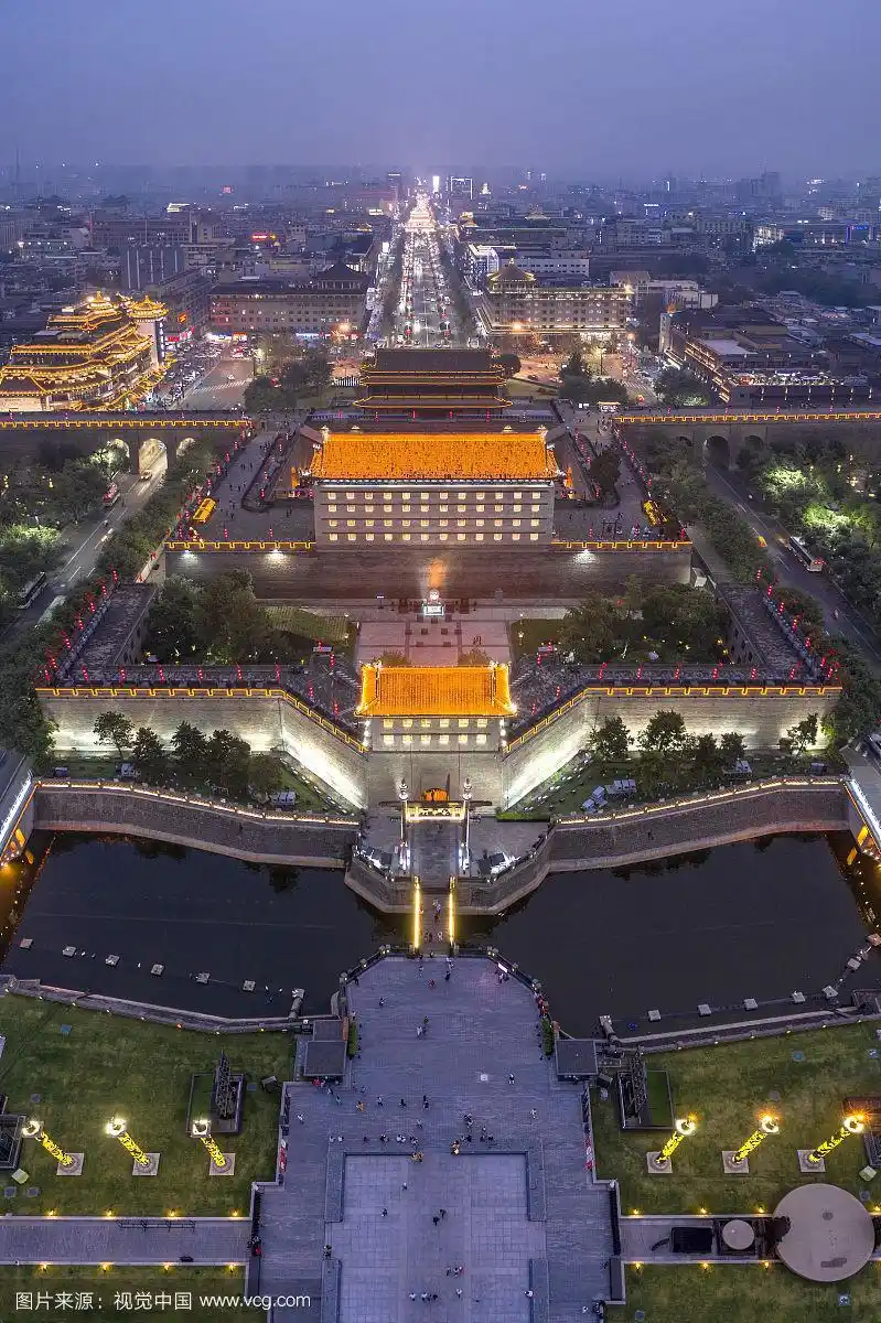 西安 城墙 永宁门 航拍全景