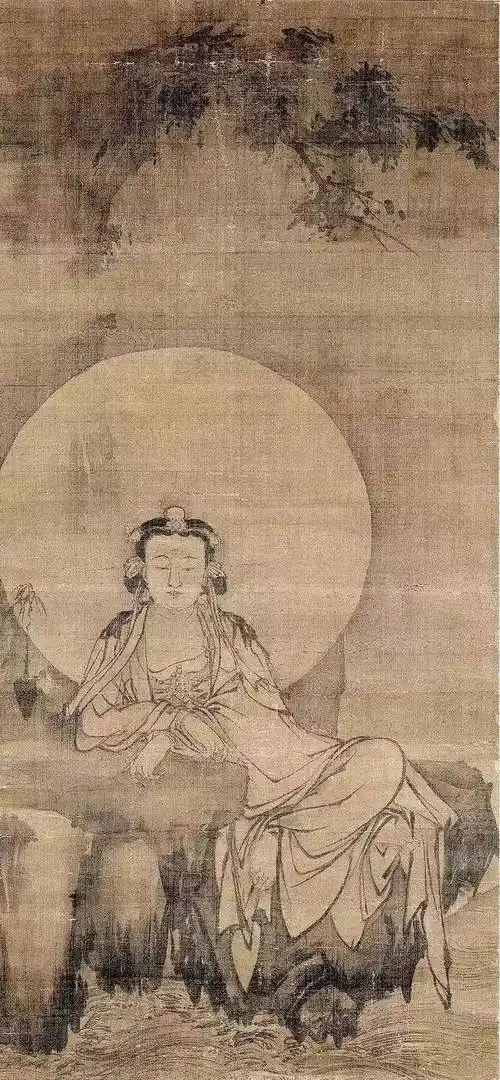 白衣观音图十五世纪 室町时代佛画挂轴 绢本水墨尺寸:114.6 x 53.