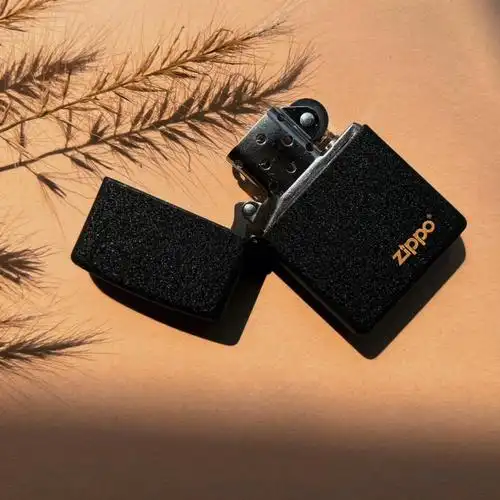 zippo黑裂漆商标套装