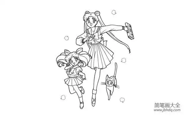 儿童简笔画卡通女战士图片大全动漫简笔画美少女美少女战士简笔画集合