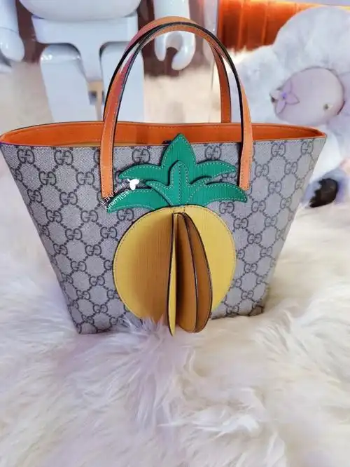 gucci古驰老花儿童菠萝包手提包托特包