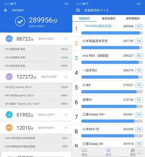 安兔兔跑分289万排名第一oppofindx性能实测钛媒体