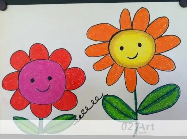 春天儿童画教师范画-美丽的花儿