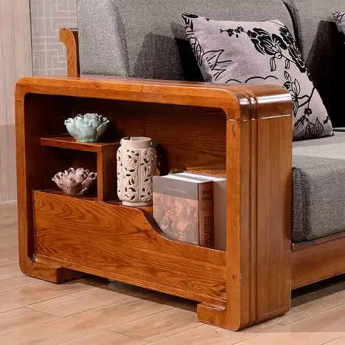 现代中式水曲柳全实木沙发小户型客厅布艺转角贵妃沙发1 2 3组合