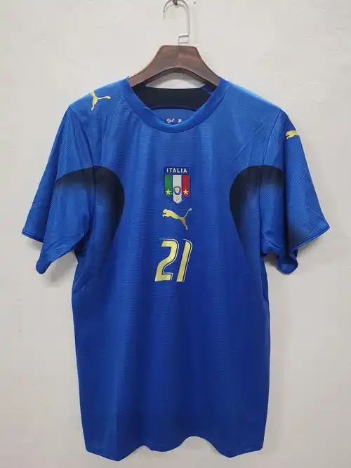 2006世界杯意大利主场球衣经典复古21号皮尔托蒂足球服