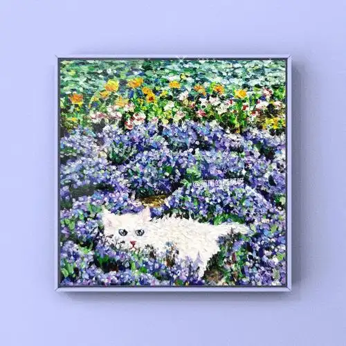 点彩画躲猫猫内附过程图