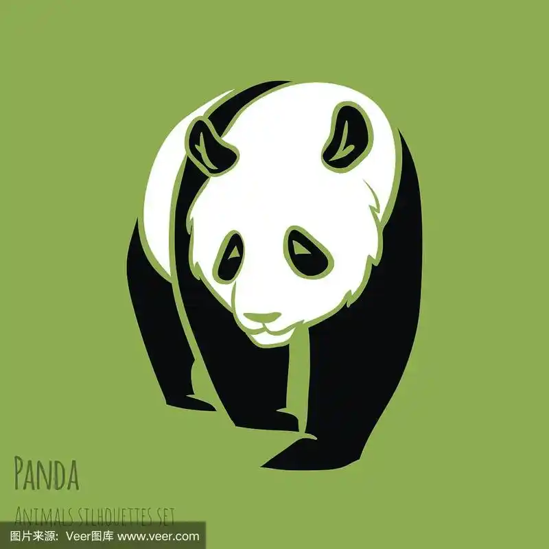 一组矢量熊猫剪影