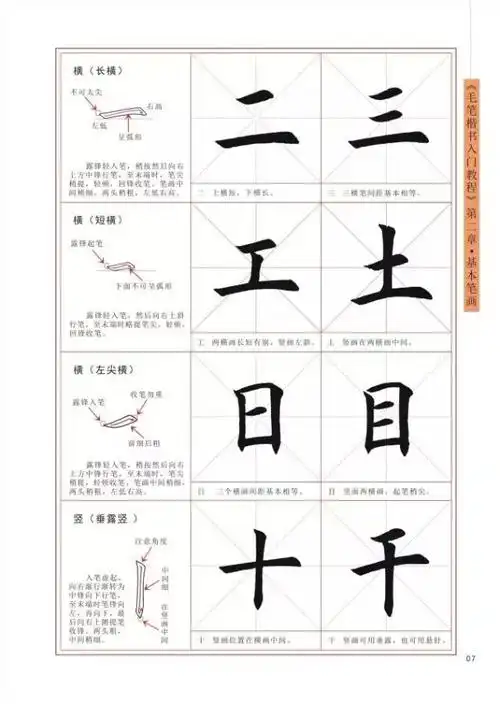 毛笔楷书入门字帖教程